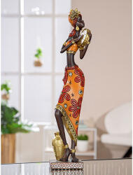  Gyönyörű afrikai stílusú zenélő hölgy figura dobbal - 40cm