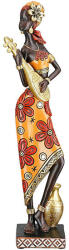  Gyönyörű afrikai stílusú zenélő hölgy figura pengetős hangszerrel - 32cm