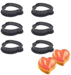  6 darabos tarte forma, desszert gyűrű - Szív