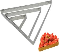  3 darabos fém desszertgyűrű, lyukacsos tarte gyűrű - Háromszög - NAGY