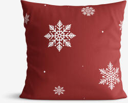 Goldea pamut párnahuzat - hópelyhek piros alapon 40 x 40 cm