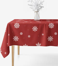 Goldea szögletes terítő 100% pamutvászon - hópelyhek piros alapon 120 x 120 cm