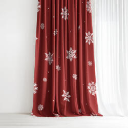 Goldea karácsonyi pamut drapéria - hópelyhek piros alapon 140x150 cm