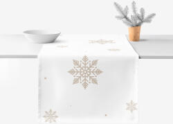Goldea pamut asztali futó - hópelyhek fehéren 50x120 cm