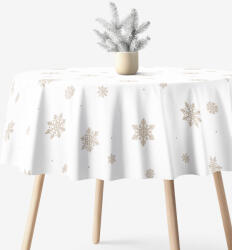 Goldea kör alakú pamut terítő - hópelyhek fehéren Ø 150 cm