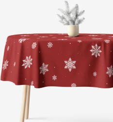 Goldea ovális pamut terítő - hópelyhek piros alapon 140 x 240 cm