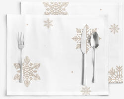 Goldea karácsonyi pamut reggeliző alátét - hópelyhek fehéren - 2db 30 x 40 cm