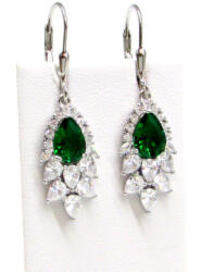 VIRAGO ezüst fülbevaló - 36 mm (ezüst-zöld) (2025061022)