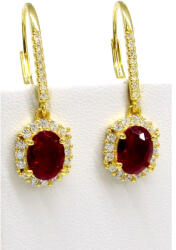 Dolce Brillante ezüst kapcsos fülbevaló - arany-mélypiros (30 mm) (2025100621)