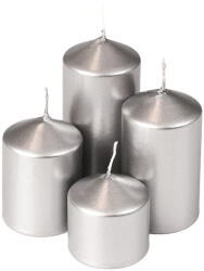 Valex Decor Lépcsős adventi henger gyertya készlet, Ø40 x 40/55/70/85mm - Metál ezüst (CPM-98)