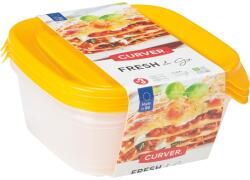 Keter "FRESH&GO" SZÖGLETES ÉTELTARTÓ SZETT 3x0, 8L - TRANSZPARENS/NARANCSSÁRGA