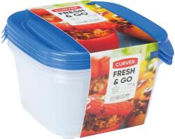 Keter "FRESH&GO" NÉGYZETES ÉTELTÁROLÓ KÉSZLET 3x1, 2L - TRANSZPARENS/KÉK