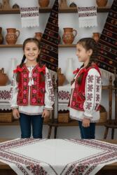 Ie Traditionala Vesta rosie cu broderie pentru fetite Draga