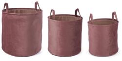 Bizzotto Set 3 cosuri depozitare din catifea roz diametru 38 cm x 38 h (0212975deco)