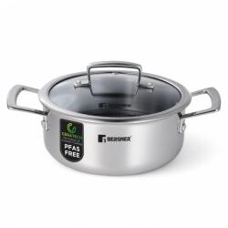 Bergner Oala Bergner SteelBlue 24 cm cu capac din sticla ceramica antiaderenta structura hibrida 3 straturi (BG-33222-BL)