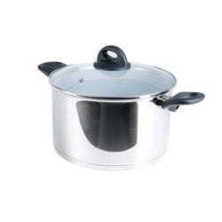 Genius Cerafit Steel Oala 24cm cu Capac din Sticla 6L Antiaderenta Compatibila Inductie (A24680)