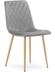 FDY Scaun Bucatarie/Dining Clay Catifea Gri Deschis Picioare Metalice Finisaj Lemn