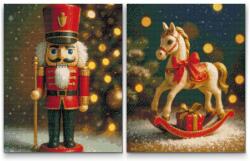  Gyémántszemes kirakó - Diótörő és hintaló (2 darab vászonkép) Méret: 30x40cm (2db), Keretezés: Kartonlemezen, Gyémántok: Kerek