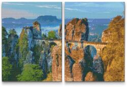  Gyémántszemes kirakó - Bastei híd - Németország (2 darab vászonkép) Méret: 30x40cm (2db), Keretezés: Műanyagtáblával, Gyémántok: Kerek