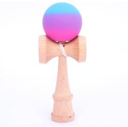 Flippy Jucarie Interactiva Kendama, Flippy, din Lemn, 18 cm, Joc de Indemanare pentru Copii si Adulti, Model Gradient 1, Roz Mov Albastru (teo-161607)