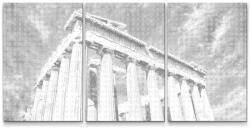 PontPöttyöző - Akropolisz, Athén 2 (3 darab vászonkép) Méret: 30x40cm (3db), Keretezés: Keret nélkül (csak a vászon), Szín: Fekete