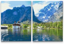  Gyémántszemes kirakó - Königssee-tó - Németország (2 darab vászonkép) Méret: 30x40cm (2db), Keretezés: Kartonlemezen, Gyémántok: Kerek