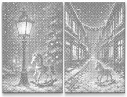  PontPöttyöző - Hintalovak (2 darab vászonkép) Méret: 40x60cm (2db), Keretezés: Keret nélkül (csak a vászon), Szín: Fekete