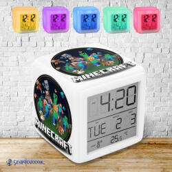 Time4Gift Minecraft - Kerek logó színváltós világító ébresztő óra