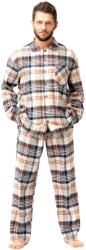 Key Pijama bărbătească cu nasturi KEY 443 maro FLANEL: 4XL (32164 4XL)