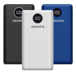 ADATA Akkubank - P20000QCD 20000mAh (Powerbank, 2xUSB-A, 1xUSB-C, kijelző, fekete) (AP20000QCD-DGT-CBK)