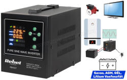 Rebel Szinusz inverter és UPS szünetmentes tápegység SINUS POWER-800-LFP4 (POWERSINUS-800-LFP4)