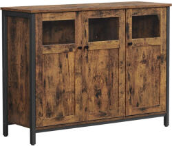 VASAGLE Komód három ajtóval, rusztikus barna 100x35x75cm (LSC099B01V1)