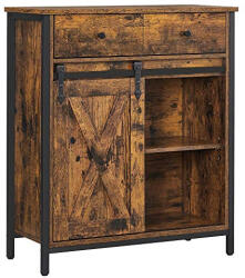 VASAGLE Komód elhúzható ajtóval és fiókokkal, rusztikus barna 70x30x80cm (LSC100B01)