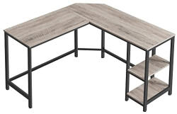 VASAGLE Sarok íróasztal polcokkal, greige 138x138x76cm (LWD72MB)