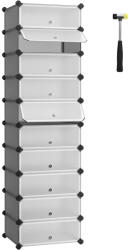 SONGMICS Cipőtároló doboz 10 db moduláris tárolódoboz, szürke 43x31x173cm (LPC010G01)