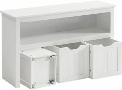 VASAGLE Tároló szekrény, játéktároló, 3 gurulós, kihúzható tárolódobozzal, fehér 102 x 30 x 60 (LHS380W01) - deco24