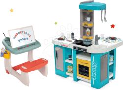 Smoby Set bucătărie de jucărie electronică Tefal Studio 360° XL Bubble Smoby și bancă pentru desenat cu magneți Little Pupils Desk (SM311045-20) Bucatarie copii