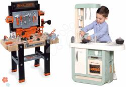 Smoby Set bucătărie și atelier de lucru Cherry Kitchen Smoby cu funcții electronice și mașină de găurit mecanică (SM310914-1) Bucatarie copii