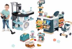 Smoby Set spălătorie cu mașină de spălat cu încărcare frontală și magazin Super Market Wash&Clean Laundry Smoby cu aspirator electronic și electrocasnice (SM330320-12)