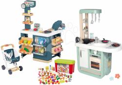 Smoby Set bucătărie și supermarket Cherry Kitchen Smoby cu funcții electronice și cărucior cu alimente (SM310914-8) Bucatarie copii