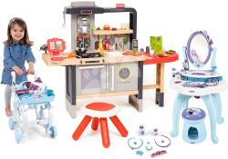 Smoby Set restaurant cu bucătărie electronică Chef Corner Restaurant Smoby și măsuță cosmetică Frozen cu cărucior de servit (SM312303-32) Bucatarie copii