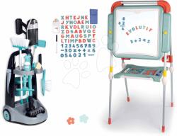 Smoby Set cărucior de curățenie și tablă cu cretă și magneți Rowenta Trolley Smoby cu două păți și 80 accesorii cu aspirator electronic (SM330319-13)