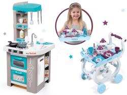 Smoby Set bucătărie Tefal French Touch Smoby electronică turcoaz cu bule magice și cărucior de servire Frozen (SM311023-8) Bucatarie copii
