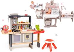 Smoby Set restaurant cu bucătărie electronică Chef Corner Restaurant Smoby cu suport de înfâșat Baby Nurse cu trei părți (SM312303-1) Bucatarie copii