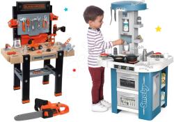 Smoby Set bucătărie cu echipament tehnic Tech Edition Smoby electronică și atelier de lucru Black&Decker cu drujbă electronică (SM311049-22) Bucatarie copii