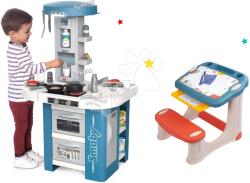 Smoby Set bucătărie cu echipament tehnic Tech Edition Smoby electronică cu bancă pentru scris și desenat cu cărți de colorat (SM311049-25) Bucatarie copii