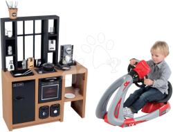 Smoby Set bucătărie modernă Loft Industrial și simulator V8 Driver Smoby cu sunete și lumini (SM312600-12) Bucatarie copii