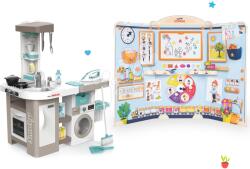 Smoby Set bucătărie electronică cu mașină de spălat și masă de călcat Tefal Cleaning Kitchen 360° Smoby și școală pentru preșcolari cu două părți (SM311050-13) Bucatarie copii
