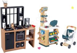 Smoby Set bucătărie modernă Loft Industrial Kitchen Smoby și magazin Market cu casă de marcat și scaner cu sunte și lumini (SM312600-1) Bucatarie copii