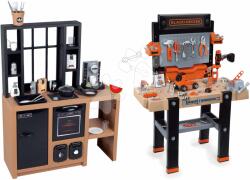 Smoby Set bucătărie modernă Loft Industrial și atelier de lucru electronic Bricolo Smoby electronic cu mașină de găurit mecanică (SM312600-13) Bucatarie copii